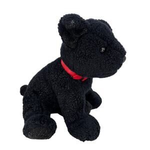 Ty Classic Tugger Black Labrador Dog Plush Lab Puppy Red Collar 12 Inch